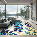 Vibrant Blue Bougainvillea Floral Art Rug