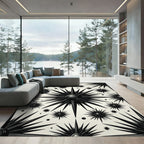 Black Starburst Geometric Medallion Rug