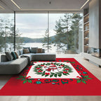 Christmas Snowman Holly Garland Rug