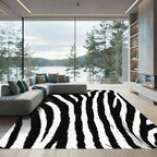 Bold Monochrome Zebra Striped Rug