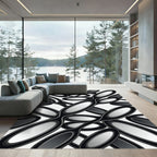 Abstract Black Ovals Interlocking Motion Rug