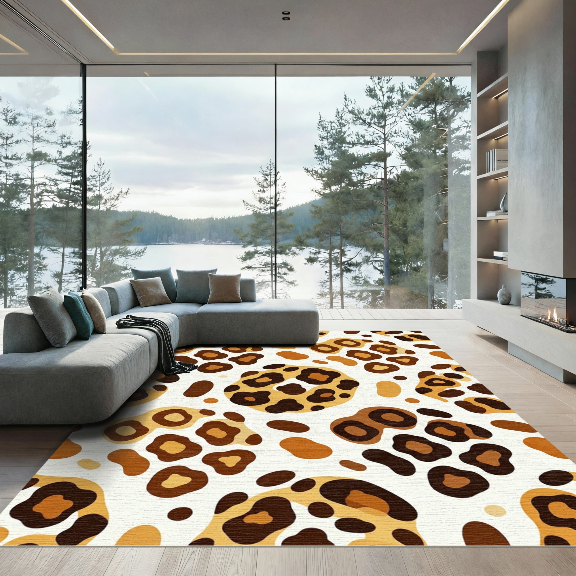 Bold Earthy Leopard Animal Spot Rug