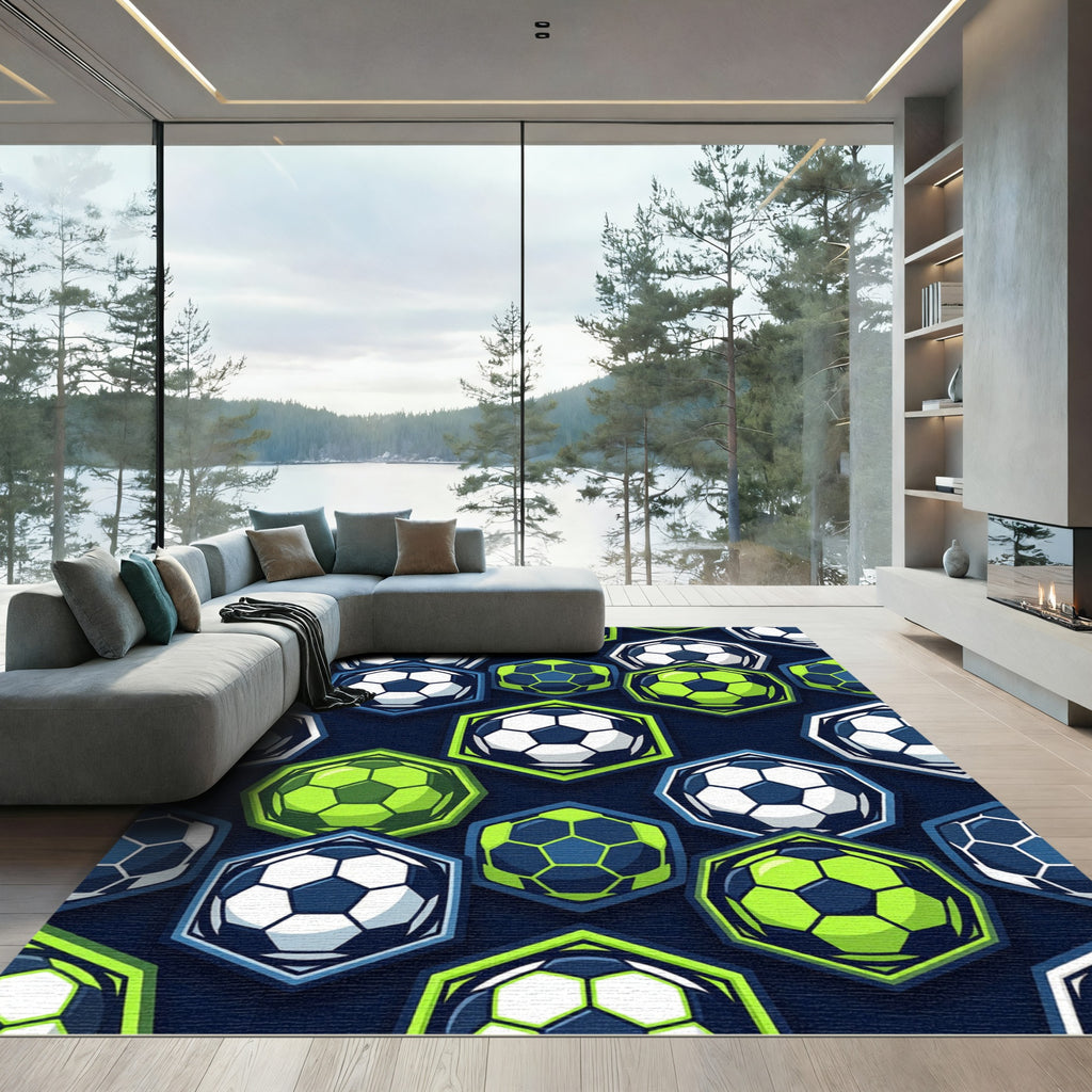 Dynamic Soccer Hexagon Vector Illustration Rug