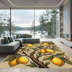 Vibrant Yellow Lemon Blossom Branches Rug