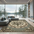 Vintage Sage Floral Medallion Illustration Rug