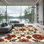 Mid-Century Autumn Floral Copper Meadow Rug