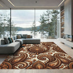 Golden Brown Paisley Floral Detail Rug