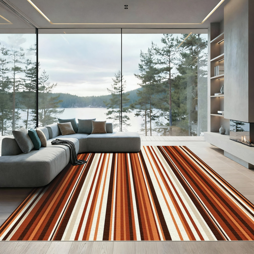 Warm Earthy Tones Vertical Striped Rug