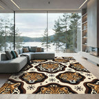 Mid Century Leopard Face Neutral Rug