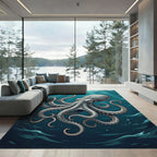 Deep Blue Octopus Marine Animal Art Rug