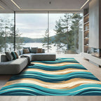 Oceanic Wave Abstract Lines Rug