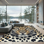 Majestic Leopard Face Animal Print Rug