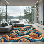 Golden Heart Medallion Waves Rug