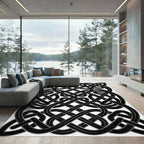 Monochrome Interlocking Celtic Knot Rug