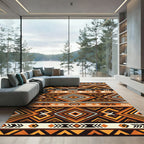 Tribal Orange Diamond Geometric Stripe Rug