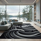 Monochromatic Crashing Wave Landscape Rug