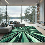Radiant Green Sunburst Geometric Rug