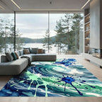 Abstract Teal Blue Ocean Wave Rug