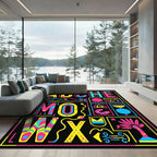 Bold Retro Alphabet Graphic Pillow Rug