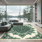 Elegant Sage Ornate Victorian Floral Medallion Rug