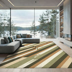 Geometric Earth Tone Striped Abstract Rug