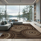 Brown Cream Concentric Circles Rug