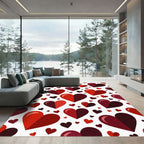 Geometric Two Tone Red Heart Art Rug