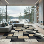 Distressed Concrete Brick Texture Rug