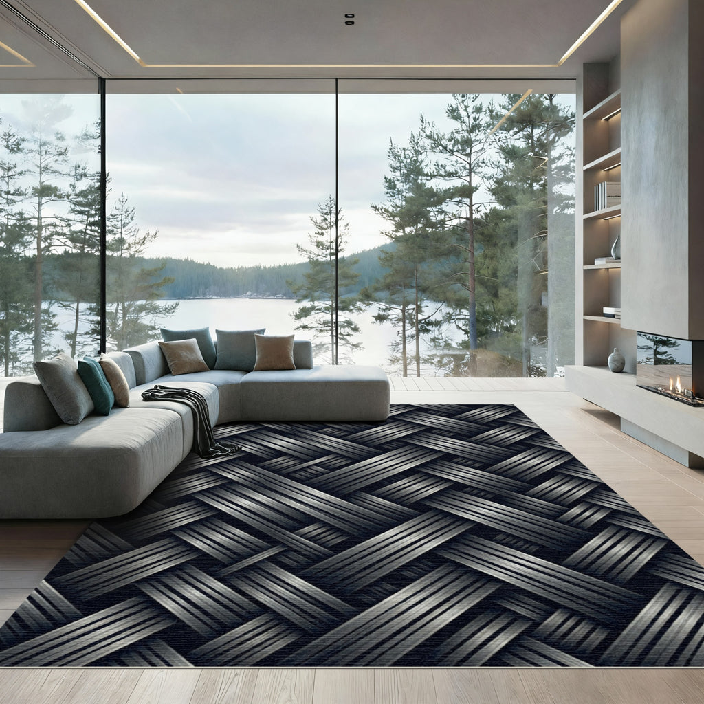 Interlocking Strands Dark Gray Rug