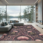 Dusty Rose Thistle Floral Swirl Rug