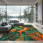 Vibrant Tropical Foliage Wave Art Rug