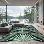 Art Deco Mint Green Palm Leaf Arrangement Rug