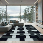 Modern Black and Light Gray Weave Rug