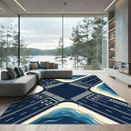 Aerial Intersection Navy Blue Wave Rug