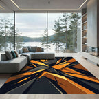 Sharp Geometric Orange and Charcoal Shard Rug