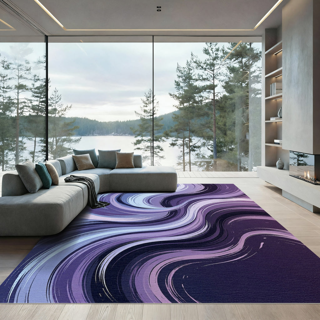Gradient Purple Abstract Wave Rug