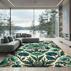 Emerald Teal Poppy Garden Tree Rug