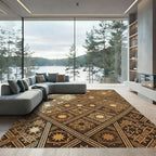 Antique Gold Geometric Star Medallion Rug