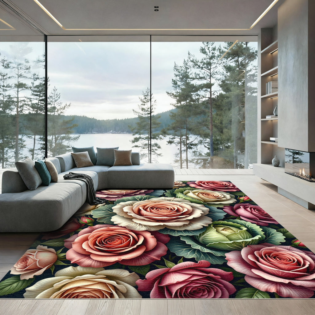Vintage Rose Garden Tapestry Rug