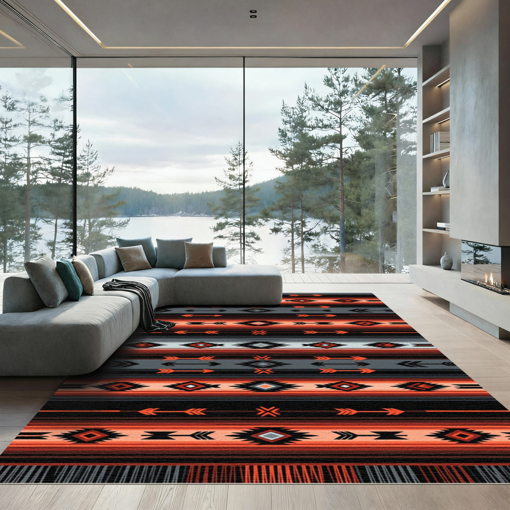 Earthy Southwestern Geometric Arrow Blanket Rug