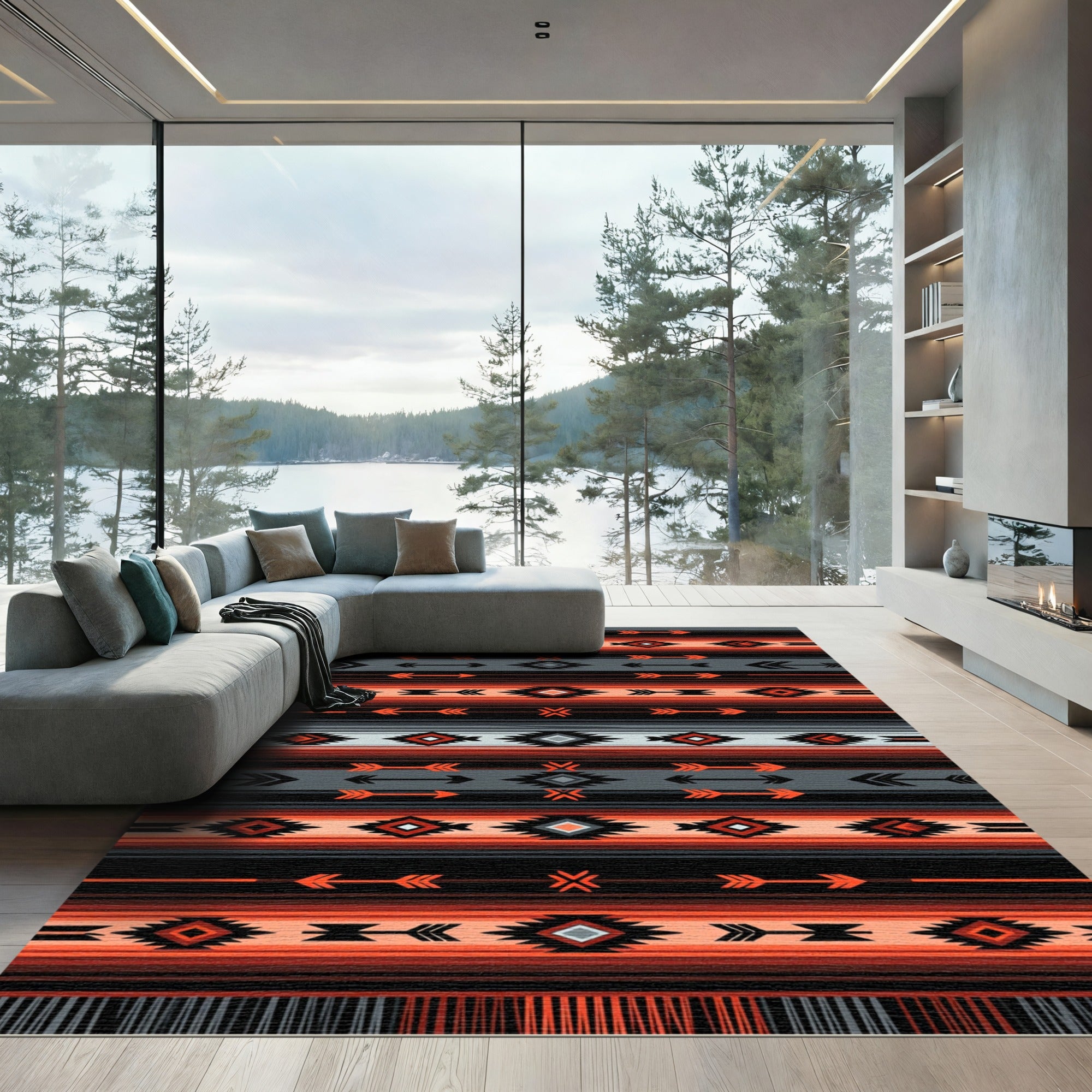 Earthy Southwestern Geometric Arrow Blanket Rug