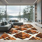 Tiered Pyramid Terra Cotta Pattern Rug