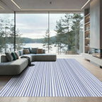 Classic Blue and White Vertical Stripes Rug