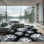 Silver Floating Dice Geometric Monochrome Rug