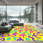 Bright Yellow Playful Numeral Splash Rug