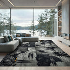 Industrial Black Splatter Concrete Rug