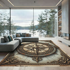 Antique Gold Compass Rose Emblem Rug