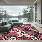 Vibrant Pink Leopard Head Animal Art Rug