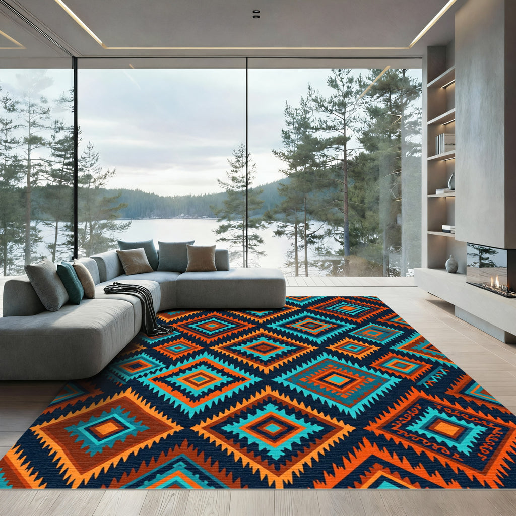 Navajo Diamond Geometric Sunset Rug