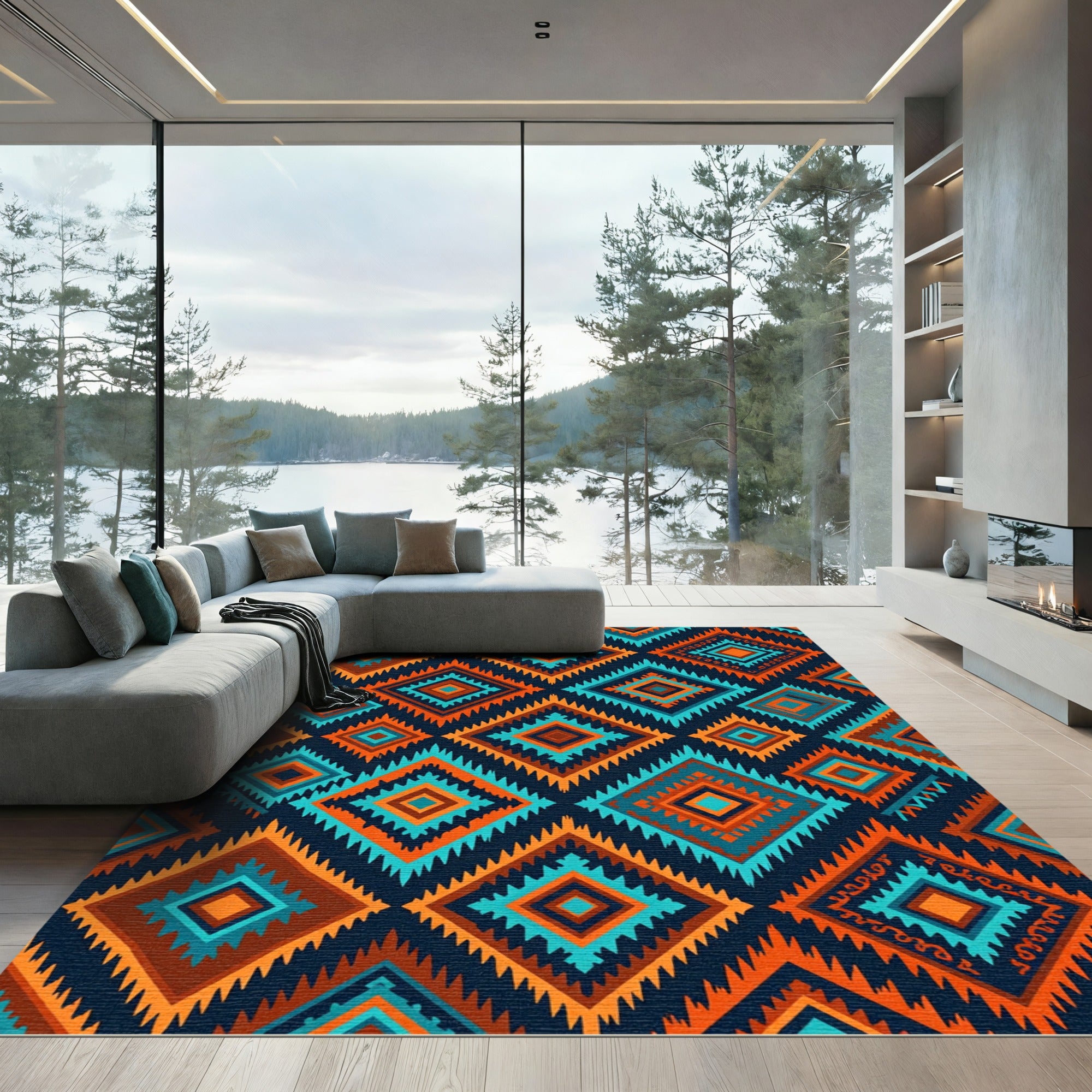 Navajo Diamond Geometric Sunset Rug